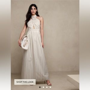 Banana Republic stripe RHAPSODY POPLIN MAXI DRESS size 14